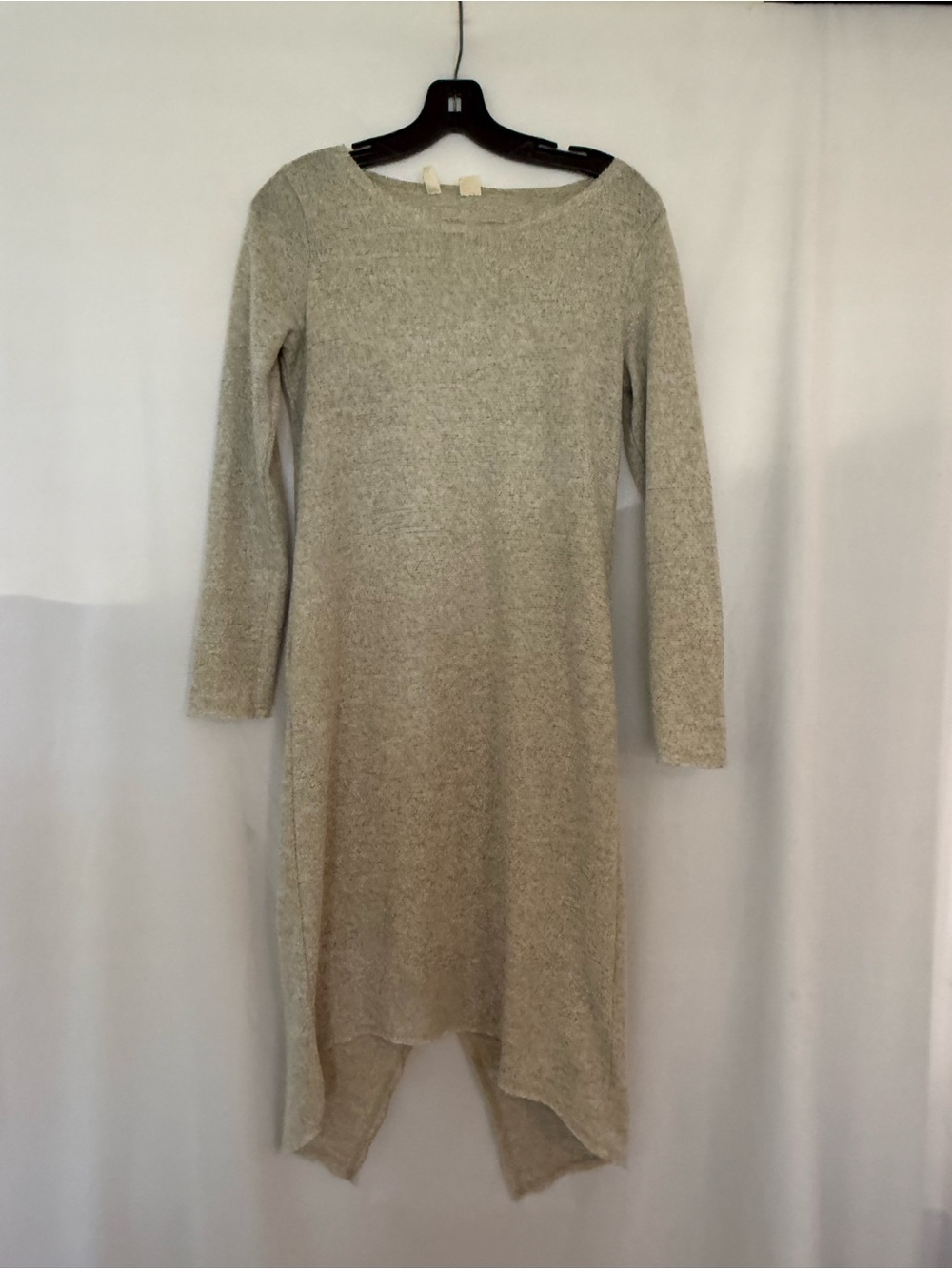 Cozy Asymmetric Hem Women's Sweater Dress - Light Gray